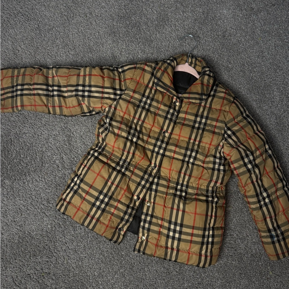 Burberry Kids Checkered Puffer Jacket Sz 6